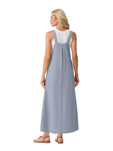 Lepunuo Summer Dresses Women Bib Overall Dresses Adjustable Beach - color: A - Misty Blue, size: Medium