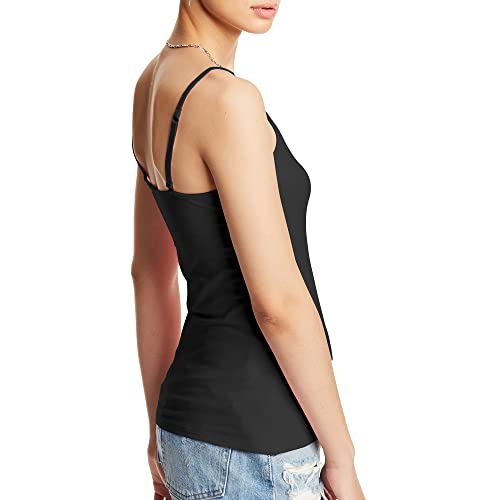 Hanes Women's Cami with Built-in Shelf Bra, Stretch Cotton Camisole, Adjustable Straps - color: Black -1 Pack, size: Medium