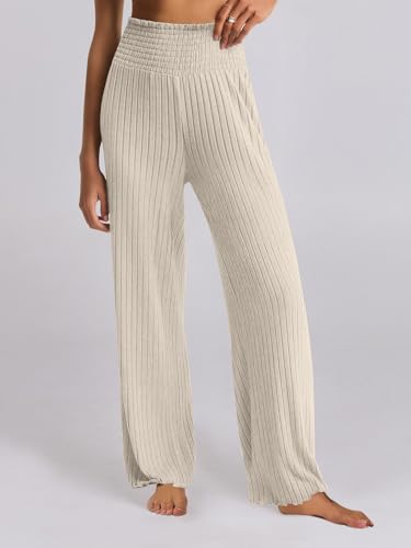ANRABESS Women 2 Piece Lounge Pajamas Sets Casual Fall Outfits - color: Beige, size: Small