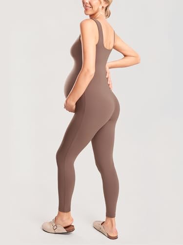 MOMANDA Maternity Jumpsuit Leggings 25" - color: Brown Purple, size: Small