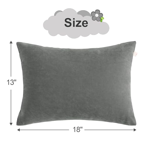 BEDSUM Plush Toddler Pillows, 13 x 18, Microfiber, 2 Pack, Dark Grey - color: Dark Grey, size: 13x18 inches
