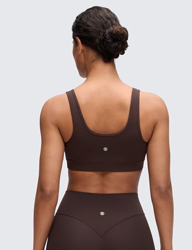 CRZ YOGA Maternity V Neck Nursing Bras - color: Hot Fudge Brown, size: Medium