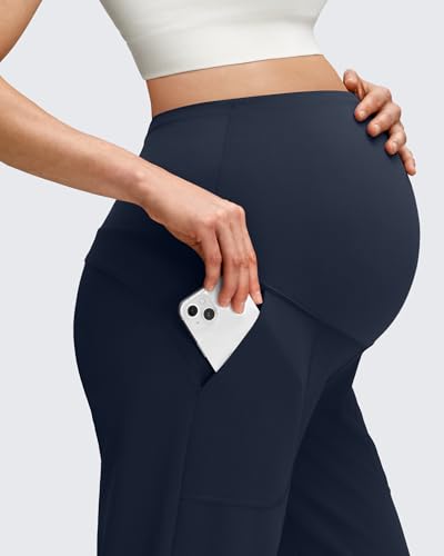 G4Free EverGoing Maternity Pants Over The Belly Pregnancy Joggers Workout - color: Dark Navy, size: X-Small