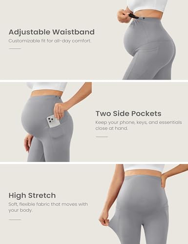 VALANDY Creamlush 2/4 Pack Maternity Leggings with Pockets Over the Belly - color: 4pack - Black/Dark Grey/Light Grey/Dusty Pink, size: Small