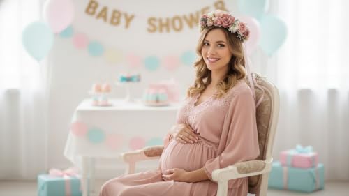 Flower Crown for Women Bridal Shower Maternity Prop - color: Dusty Pink-Adult