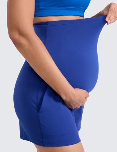 CRZ YOGA Maternity Linerless Casual Shorts 4" - color: Waves Blue, size: Medium