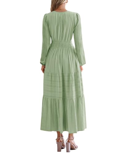 CzzzyL Nursing Fall Dresses for Women Maxi Dress with Pockets - color: Green, size: X-Large