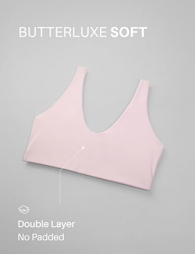 CRZ YOGA Double Lined Scoop Neck Sports Bras - color: Strawberry Pink, size: Small