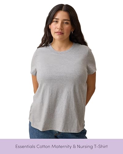 Kindred Bravely Essentials Cotton Nursing T Shirt Pregnancy to Postpartum - color: Black, size: 1X
