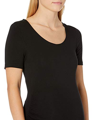 Amazon Essentials Women's Maternity Short-Sleeve Rouched Scoopneck T-Shirt, Pack of 2 - color: Black/White, size: XX-Large
