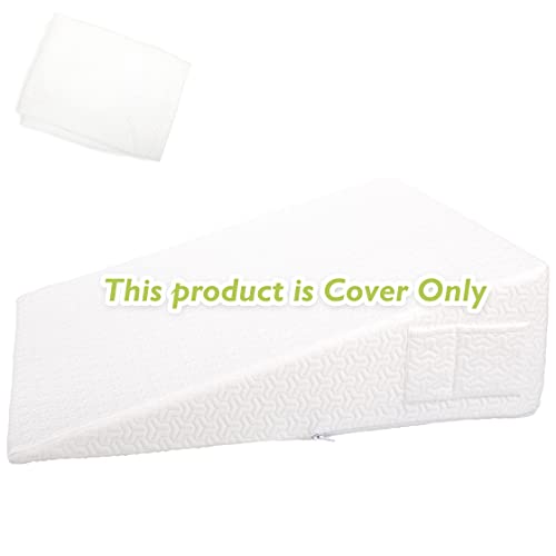 Wedge Pillow Cover for 26x25x7.5 Bed Wedge Pillow, Hypoallergenic, Replacement Pillowcase Cover with Zipper & Pockets - color: White