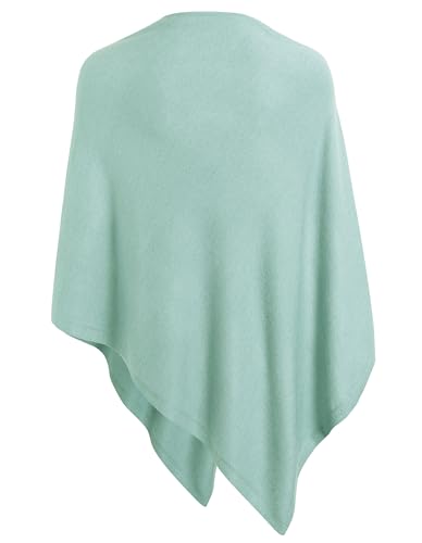 PULI Women's Versatile Knit Shawl Poncho Sweater Button Scarf - color: Mint Green