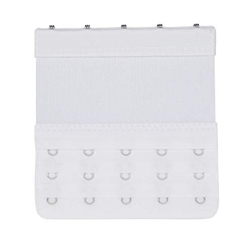 Elastic Bra Extender Strap 5 Hook 3 Row 3/4" Plus Size Bra Extension Band - color: 5pcs Bra Extenders (Black, White, Red, Light Beige, Dark Beige)