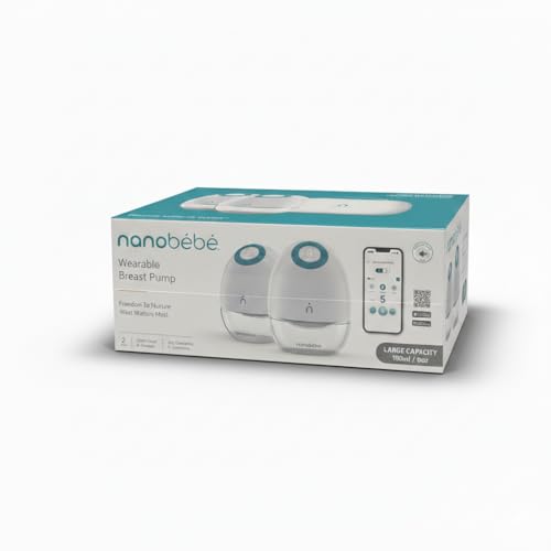 Nanobebe Wearable Breast Pump Hands Free Wireless Electric Breast Pump Smart App Controlled Pump Quiet Portable Multiple Modes, 2-Pack - size: 2 Pack