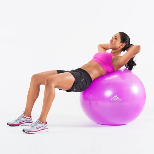 Black Mountain Products Exercise Stability Yoga Ball, Foot Pump, Ball Plug, Plug Puller, 2000 Lbs Static Weight Capacity Antiburst - color: Green, size: 75cm