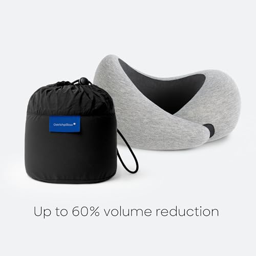 Ostrichpillow GO Travel Pillow, 360° Memory Foam Support, Soft & Washable - color: Midnight Gray