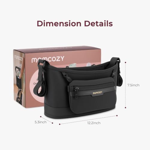 Momcozy Slim Stroller Organizer with 2 Insulated Cup Holders - color: Black
