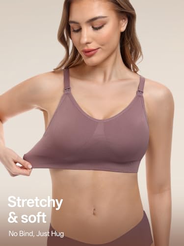 Angelhood Nursing Bras for Breastfeeding & Sleep, Seamless Maternity Bra - color: Black/Mauve/Blue, size: Small
