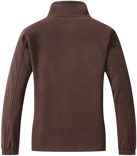 GIMECEN Women's Full Zip Soft Polar Fleece Jacket Outdoor Recreation Coat - color: Coffee, size: 3X-Large