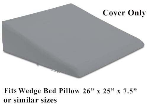 400 Thread Count, 100% Egyptian Cotton Pillowcase. Fits Foam Wedge Bed Pillow (26" x 25" x 7.5" or Similar Sizes) (Gray) - color: Gray