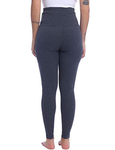 Joyaria Cotton Maternity Leggings Over-the-Belly,Maternity Clothes - color: Dark Grey, size: Large