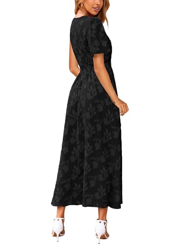 CzzzyL Women's Nursing Floral Dress V Neck Wedding Guest with Pockets - color: Black, size: Medium