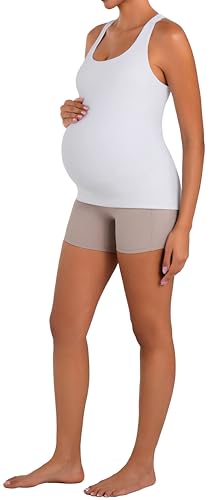 Sunzel Maternity Tank Top with Built in Bra, Racerback Pregnancy Cami - color: White, size: X-Small