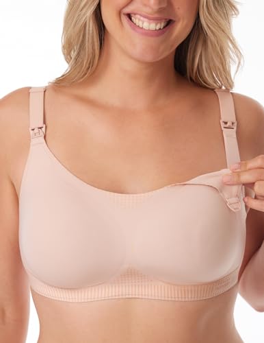 Momcozy Nursing Bras for Breastfeeding, Seamless Ultra Comfort Maternity Bra with Performax™ Technology U Neck Pregnancy Bra - size: Medium