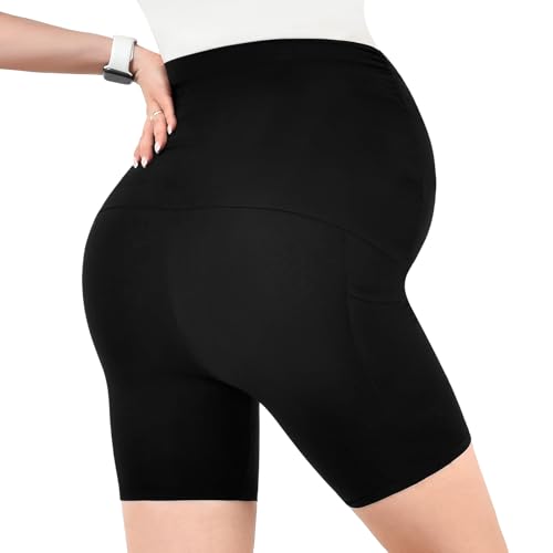 Walifrey Maternity Shorts with Pockets Over the Belly - color: Plum Purple, size: Small