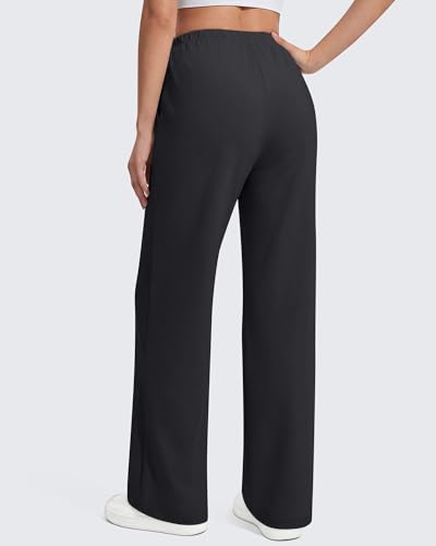 G4Free Chillwhisp Maternity Pants Lightweight with Adjustable Waisted Pregnancy Wide Leg Trousers Summer - color: Black, size: Small Tall
