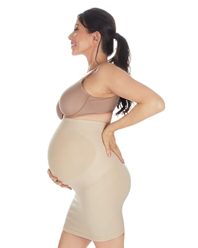 SlimMe Women's High-Waist Nylon Maternity Slip - color: Nude, size: Large
