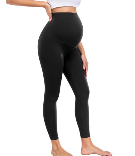 wirarpa Women's Maternity Leggings Over The Belly Buttery Yoga Pants 25" - color: Black, size: Medium