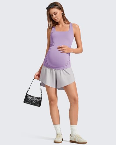 G4Free BareFeel Maternity Tank Tops with Removable Pads Pregnancy Clothes - color: Light Purple, size: Medium