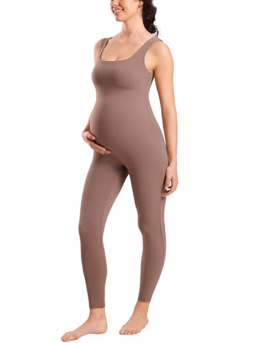 MOMANDA Maternity Jumpsuit Leggings 25" - color: Brown Purple, size: Small