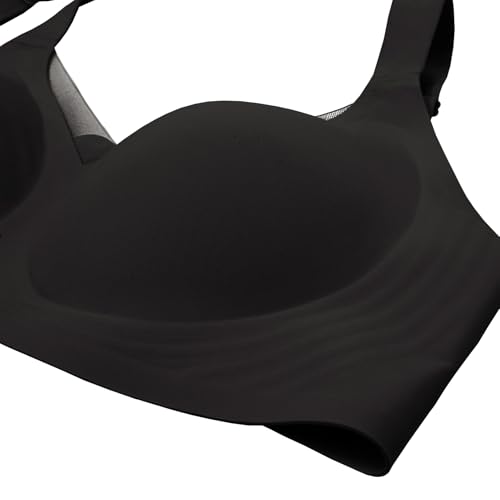 SHIJIALI Jelly Bras Wireless Push Up Invisible Under Tees - color: A01 Black, size: Large