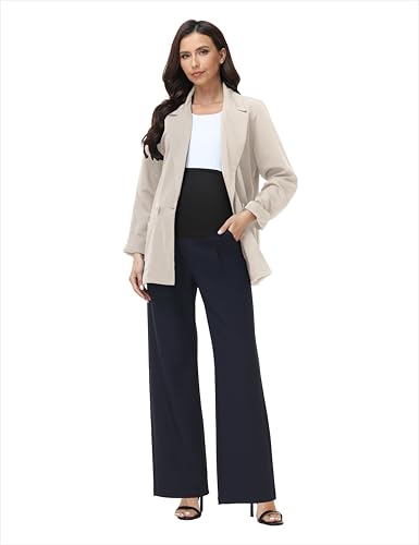 V VOCNI Women's Maternity Work Pants Wide Leg - color: Navy Blue, size: Medium