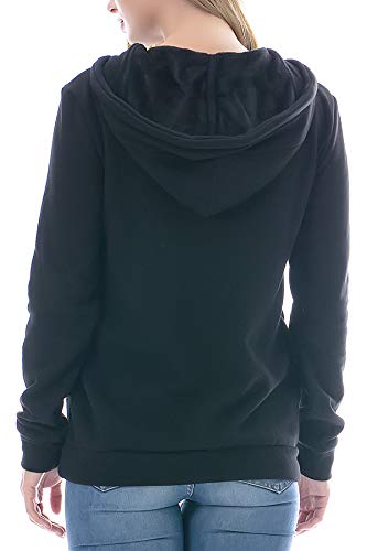 Smallshow Women's Fleece Maternity Nursing Sweatshirt Hoodie Kangaroo Pocket - color: Black, size: Large