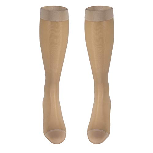 Truform Sheer Compression Stockings, 15-20 mmHg, Women's Knee High Length, 20 Denier, Nude, Medium - color: Nude, size: Medium (1 Pair)