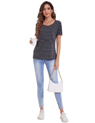 Sosolism Women's Maternity Nursing Tops for Breastfeeding Summer S-XXL - color: 1-stripes, size: Medium