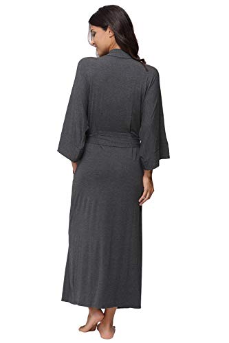 Women's Soft Robes Long Bath Robes Full Length Kimonos Sleepwear Dressing Gown,Solid Color - color: Dark Grey, size: Medium