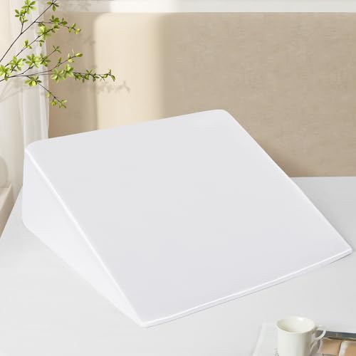 RUDONG M Satin Wedge Pillow Cover, Wedge Pillowcase, White, 25"x25"x8" - color: White