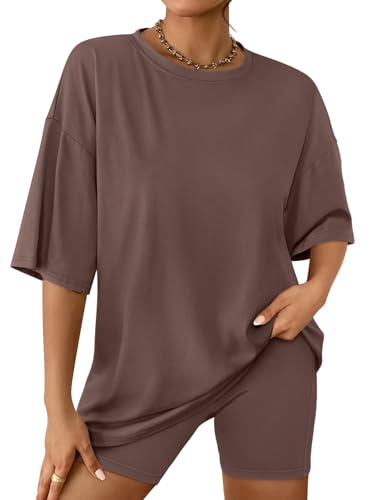 AUTOMET Women 2 Piece Sets Summer Outfits 2026 Two Piece Matching Clothing - color: Brown, size: X-Large