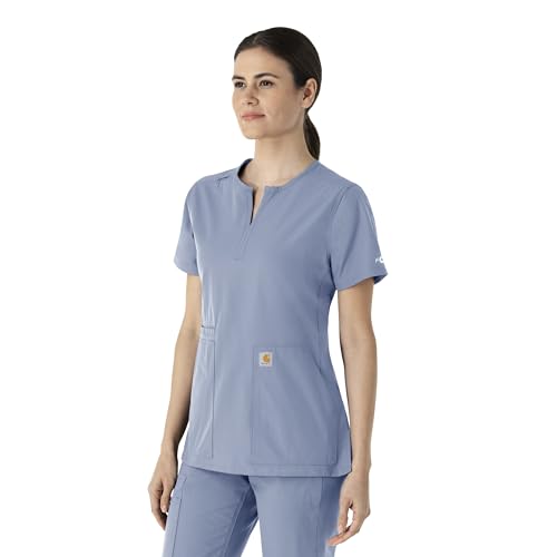 Carhartt Scrubs C12213 Women's Force® Modern Fit Notch Neck Tunic Top - color: Ceil Blue, size: Medium