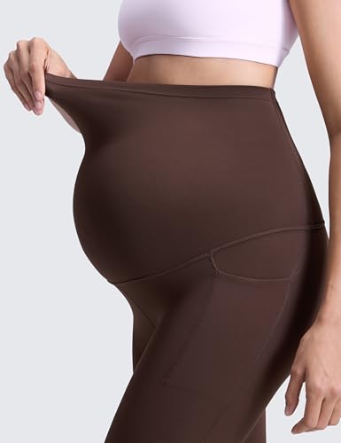 CRZ YOGA Maternity Leggings Pockets 25" - color: Hot Fudge Brown, size: X-Large