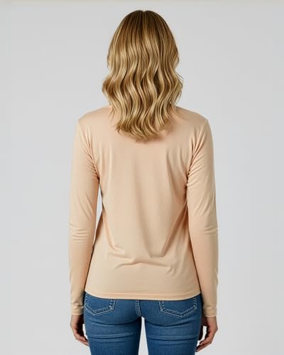 4 Pack Women's Long Sleeve Cotton V Neck Tshirts Basic Tees Tops Undershirt - color: Set 3, size: Small