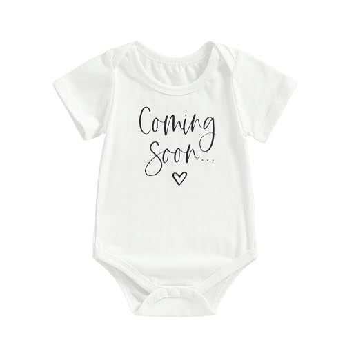 Pregnancy Announcement Baby Bodysuit Gender Neutral Romper - color: Coming Soon-white, size: Newborn