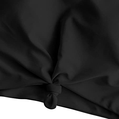 ZAFUL Women's Front Knot Bikini Tops Crop Tankini Bathing Suit Tops Only - color: C-black, size: Small