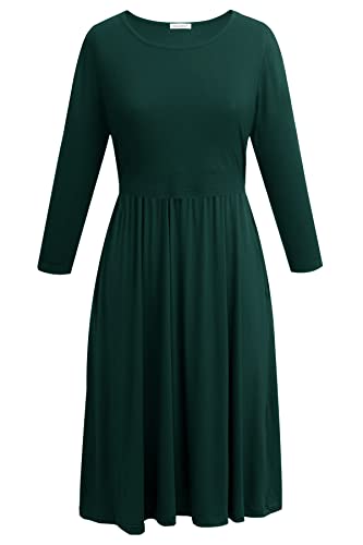 Smallshow Women's 3/4 Sleeve Maternity Nursing Dress for Breastfeeding - color: Deep Green, size: XX-Large