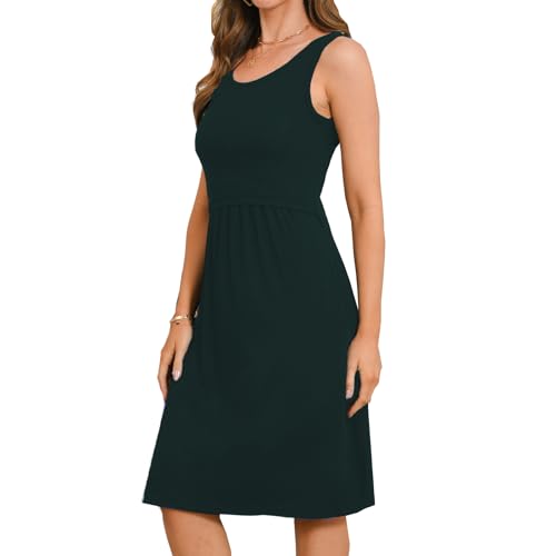 Bearsland Women's Sleeveless Maternity Dress Nursing Breastfeeding Dresses with Pockets - color: Green, size: Medium