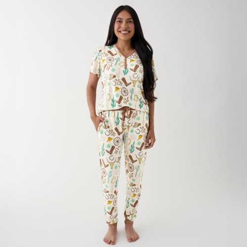Little Sleepies Womens Pajamas, Short Sleeve, Soft Viscose from Bamboo PJs - color: Ready to Rodeo (Caramel), size: Small